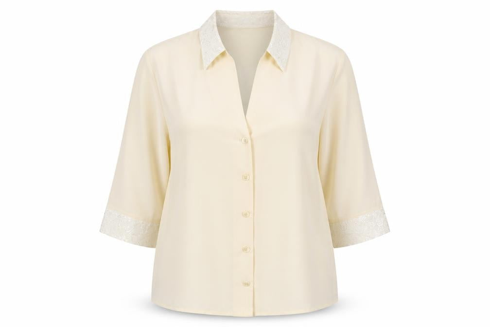 Preworn Womens Ivory  Polyester Basic Button-Up Size 20 Collared