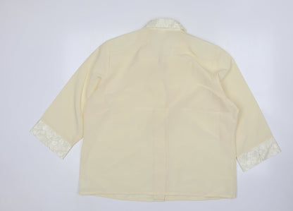 Preworn Womens Ivory  Polyester Basic Button-Up Size 20 Collared