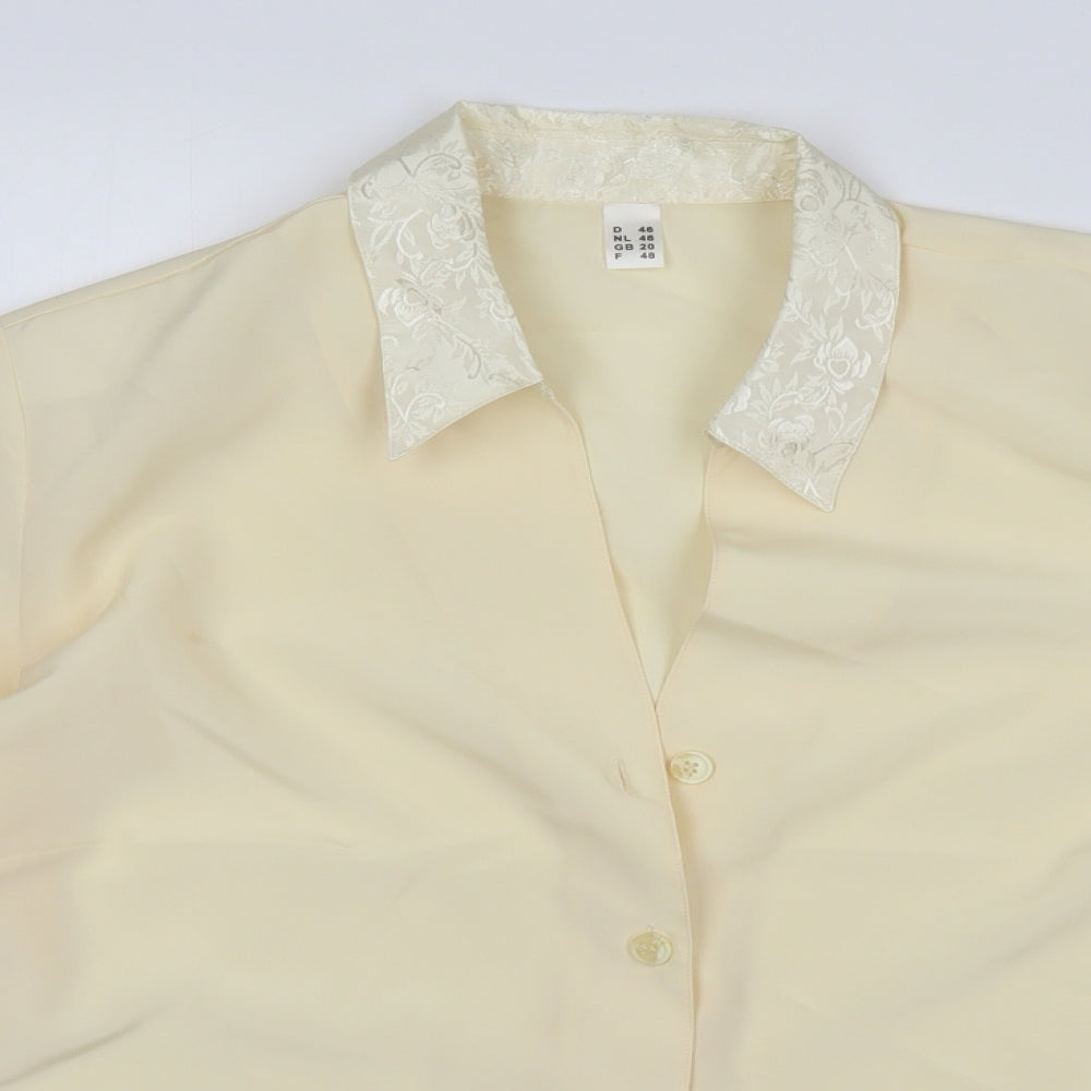 Preworn Womens Ivory  Polyester Basic Button-Up Size 20 Collared