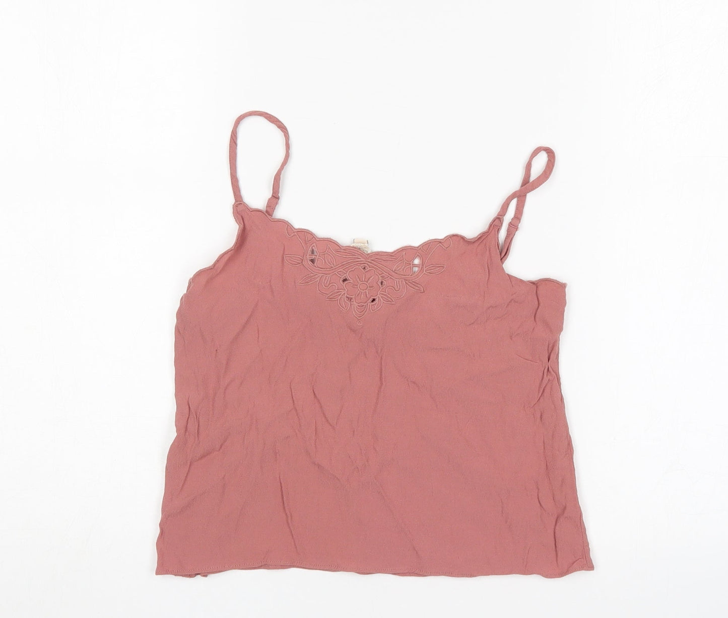 H&M Womens Pink  Viscose Cropped Tank Size 6 V-Neck