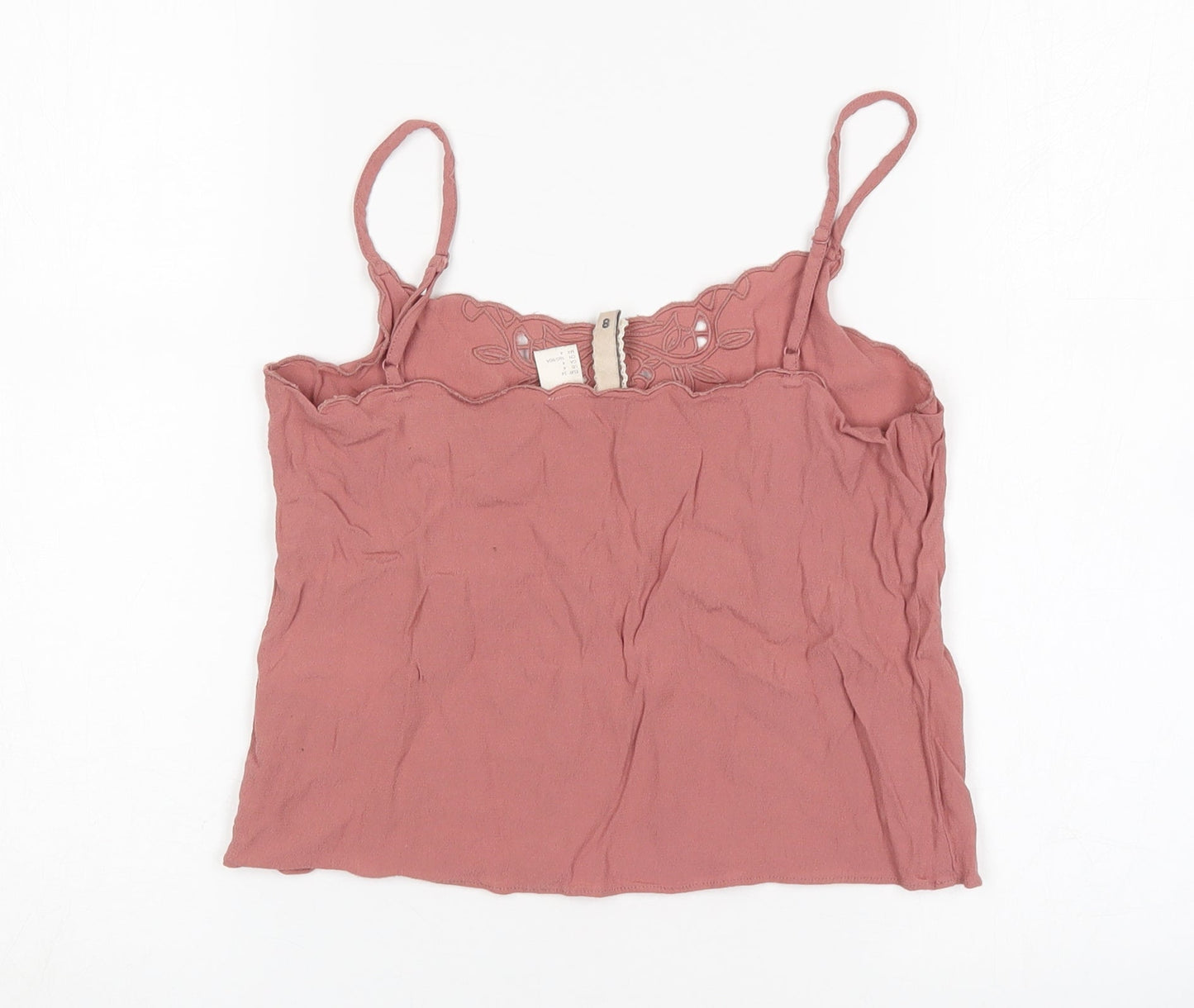 H&M Womens Pink  Viscose Cropped Tank Size 6 V-Neck