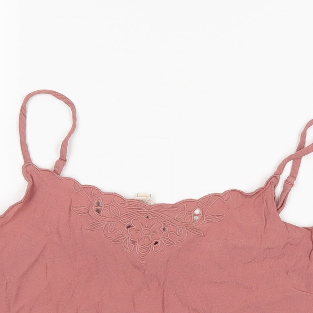 H&M Womens Pink  Viscose Cropped Tank Size 6 V-Neck