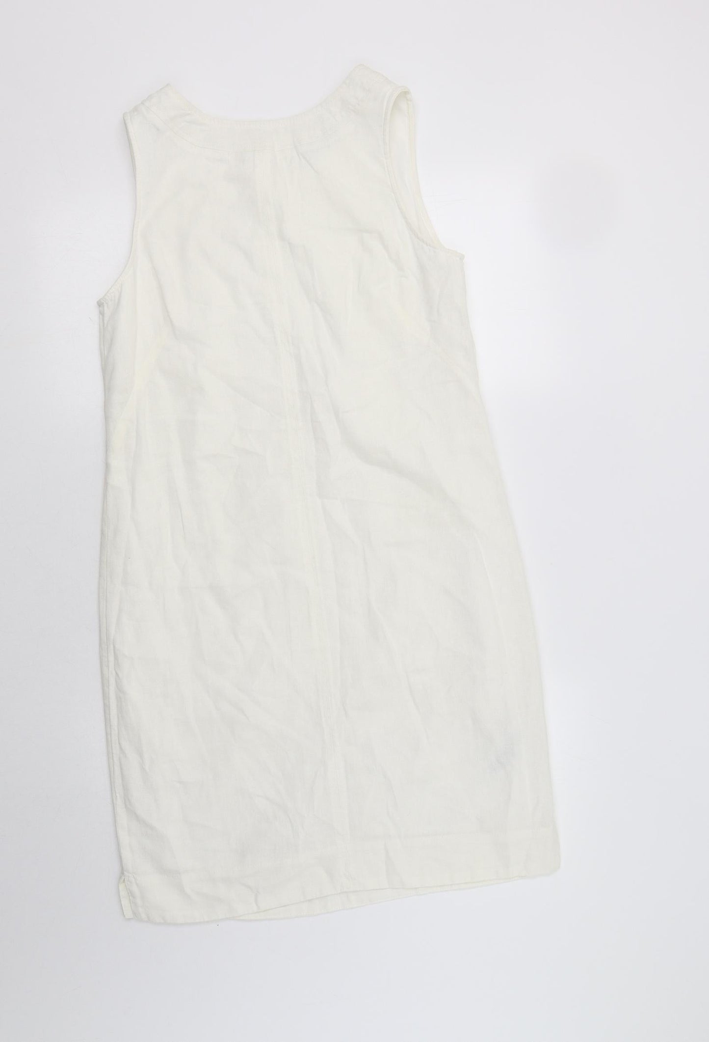 M&S Womens Ivory  Linen A-Line  Size 8  V-Neck