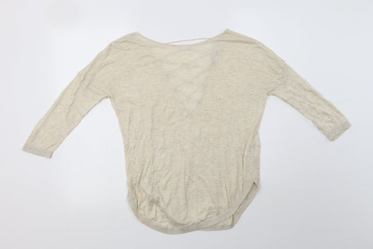 Only Womens Beige Round Neck  Acrylic Pullover Jumper Size S