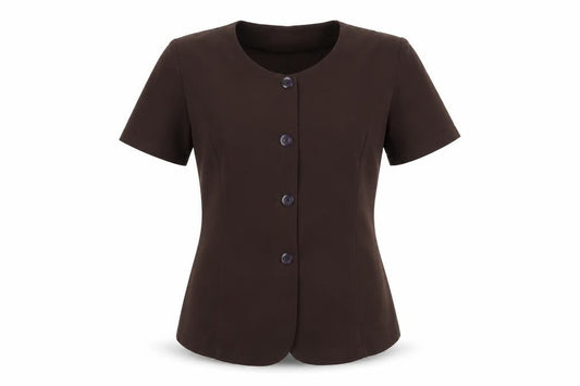 Estephan Womens Brown   Tunic Button-Up Size L Scoop Neck - Chocolate Brown