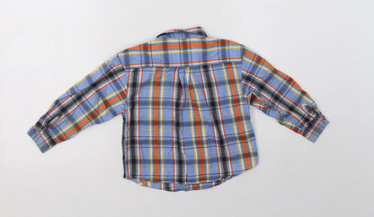 Mackays Baby Blue Check Cotton Basic Button-Up Size 12-18 Months Collared Button
