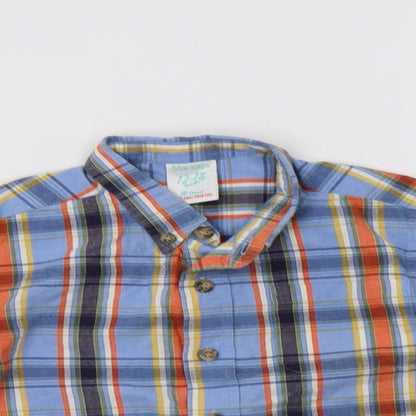 Mackays Baby Blue Check Cotton Basic Button-Up Size 12-18 Months Collared Button