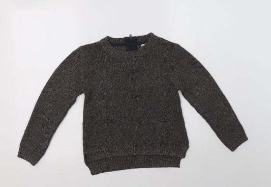 NEXT Girls Grey Crew Neck  Acrylic Pullover Jumper Size 8 Years  Zip