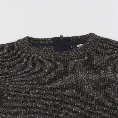 Next Girls Grey Crew Neck  Acrylic Pullover Jumper Size 8 Years  Zip