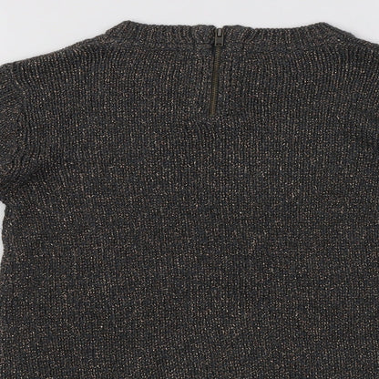 Next Girls Grey Crew Neck  Acrylic Pullover Jumper Size 8 Years  Zip