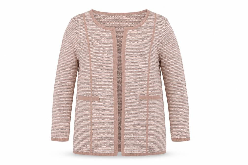 Primark Womens Pink Round Neck Striped Acrylic Cardigan Jumper Size M