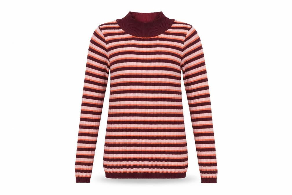 Primark Womens Purple Round Neck Striped Polyester Pullover Jumper Size 2XS