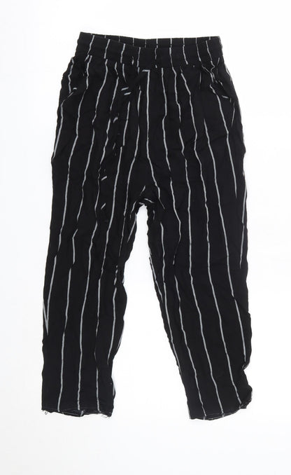 PRETTYLITTLETHING Womens Black Striped Viscose Dress Pants Trousers Size 4  Regular
