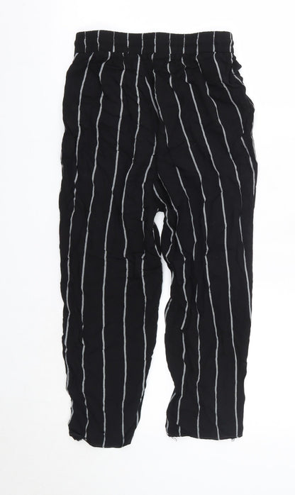 PRETTYLITTLETHING Womens Black Striped Viscose Dress Pants Trousers Size 4  Regular
