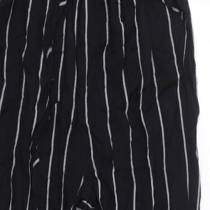 PRETTYLITTLETHING Womens Black Striped Viscose Dress Pants Trousers Size 4  Regular