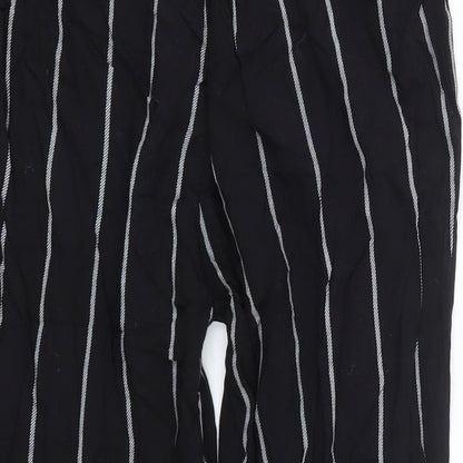 PRETTYLITTLETHING Womens Black Striped Viscose Dress Pants Trousers Size 4  Regular