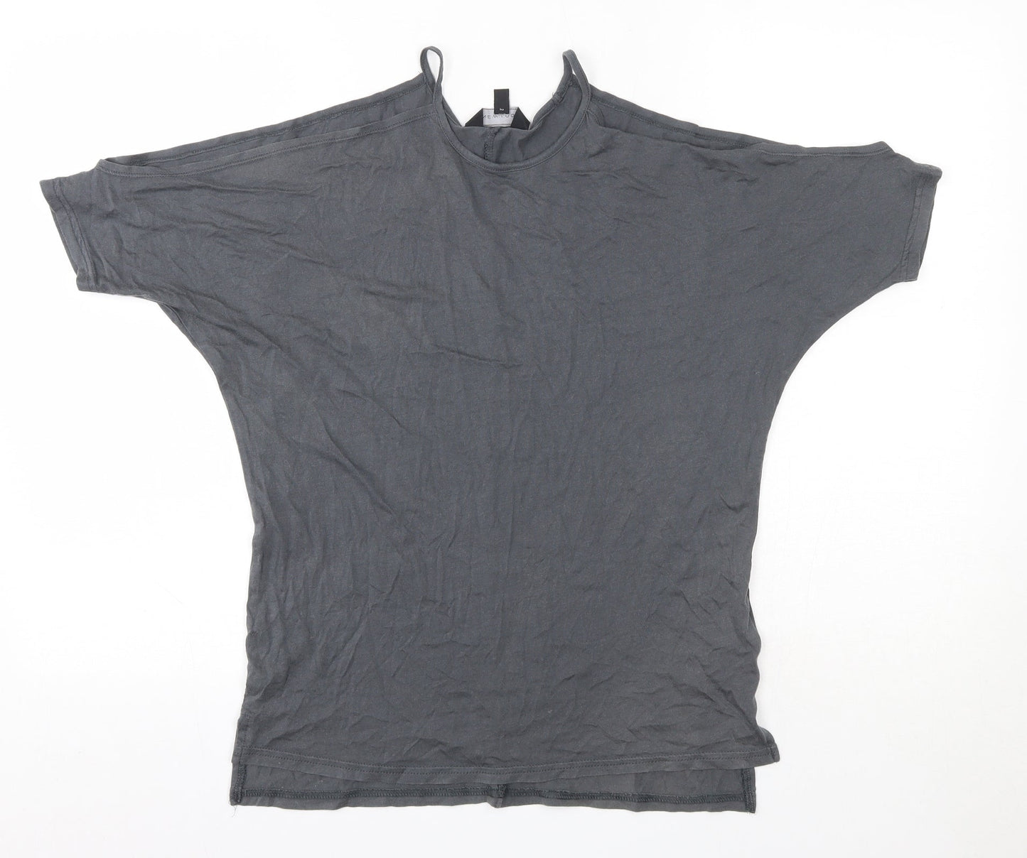 New Look Womens Grey  Modal Basic Blouse Size 6 Round Neck