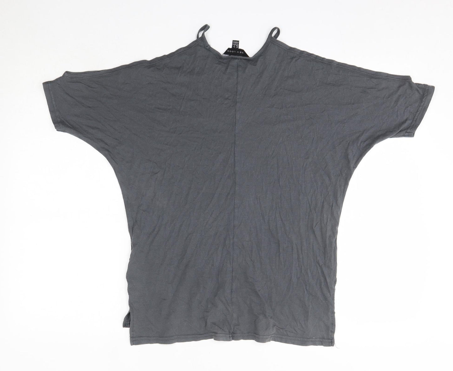 New Look Womens Grey  Modal Basic Blouse Size 6 Round Neck