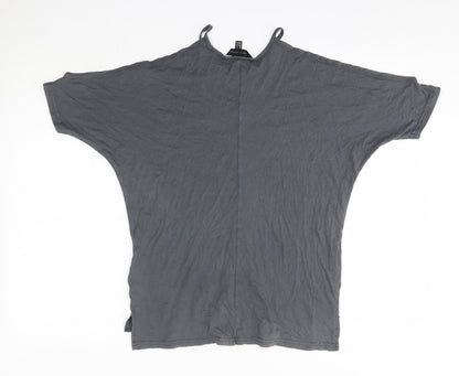 New Look Womens Grey  Modal Basic Blouse Size 6 Round Neck