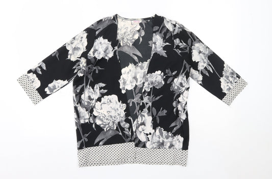 Miss Evie Girls Black V-Neck Floral Polyester Cardigan Jumper Size 11-12 Years