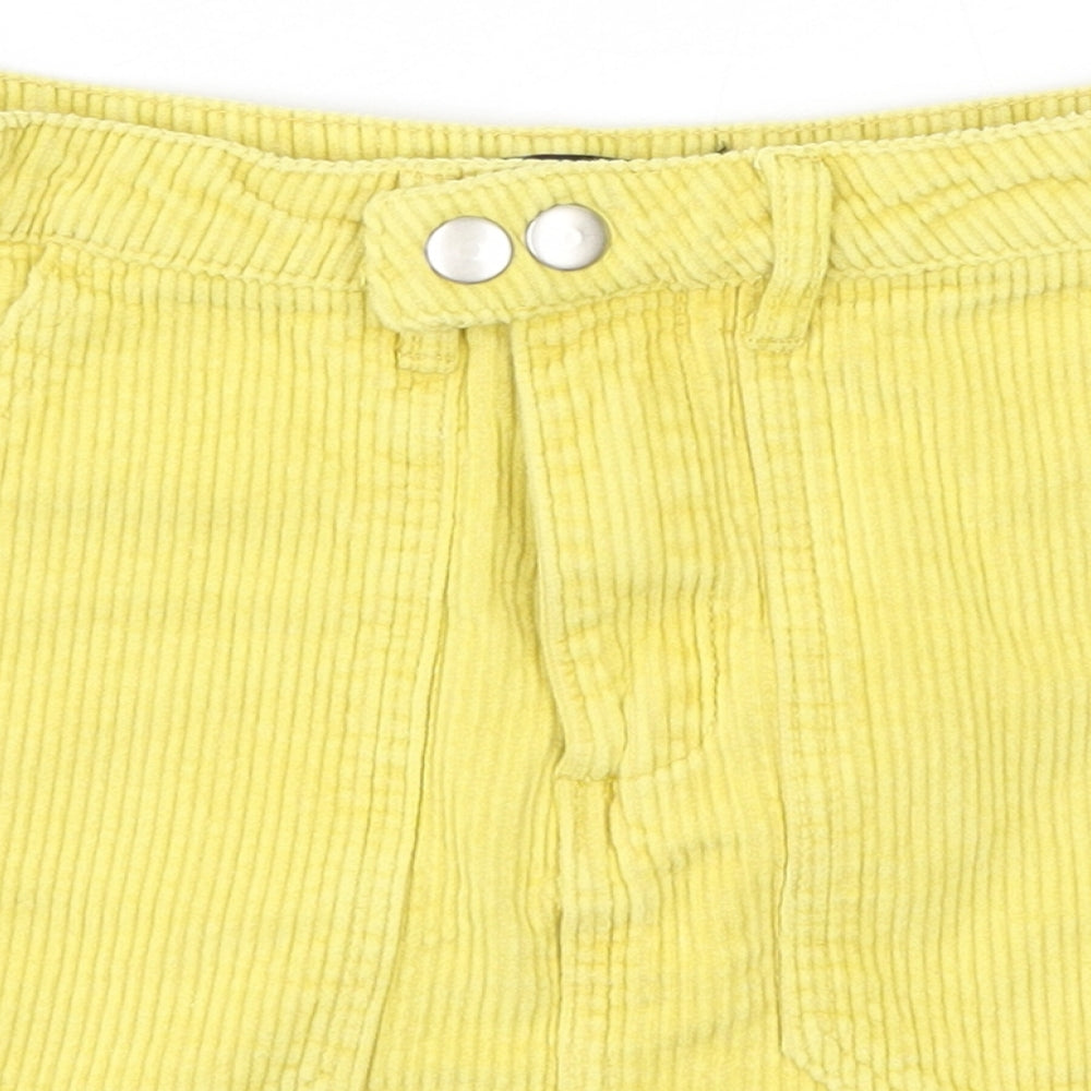 Missguided Womens Yellow  Cotton A-Line Skirt Size 6