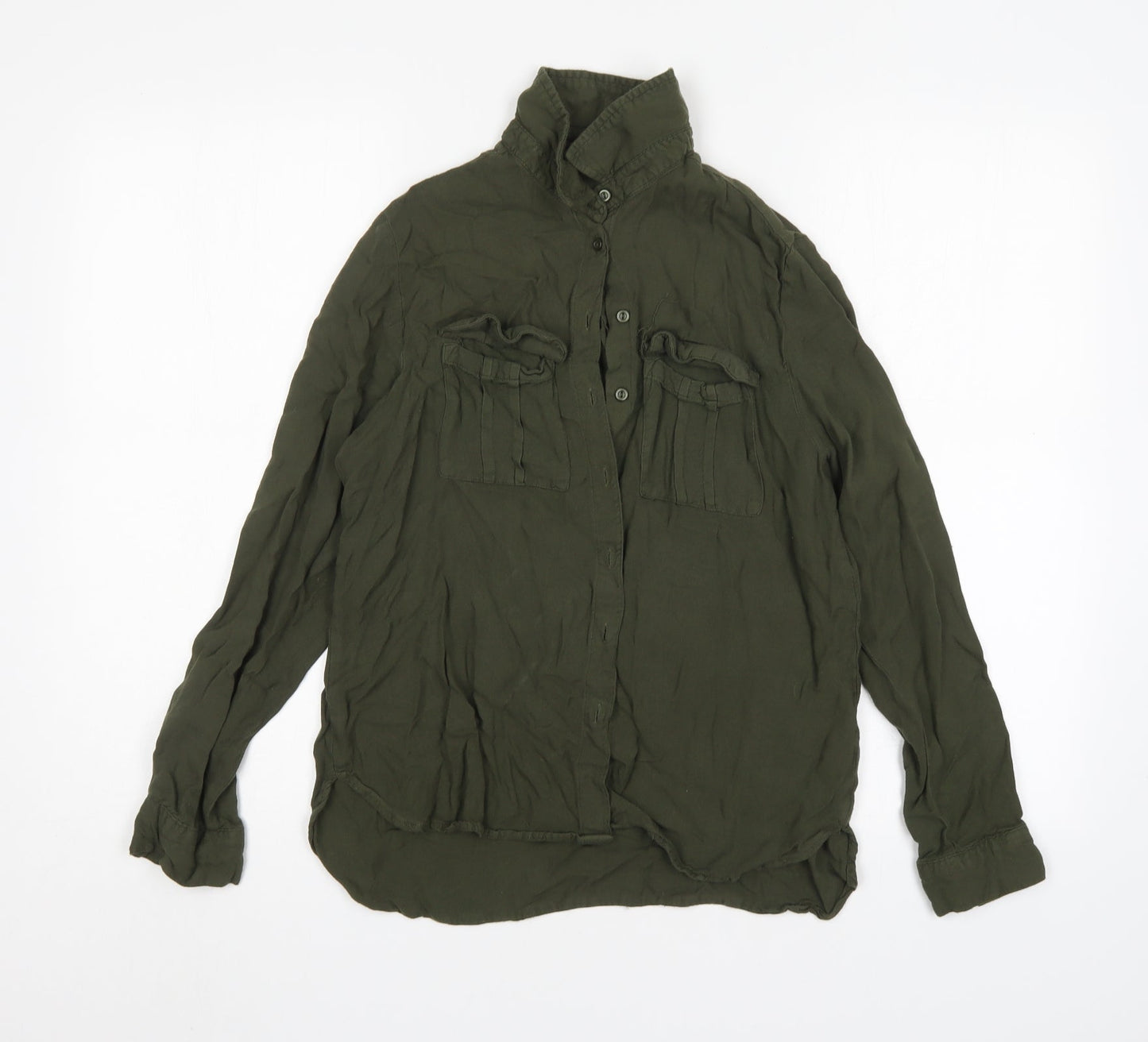 New Look Womens Green  Viscose Basic Button-Up Size 10 Collared