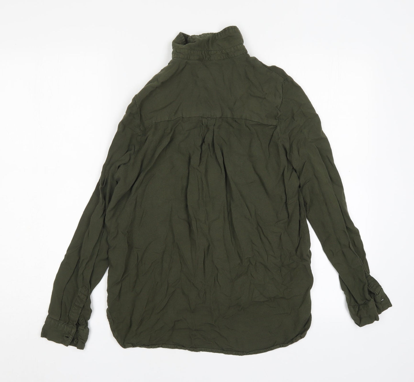 New Look Womens Green  Viscose Basic Button-Up Size 10 Collared