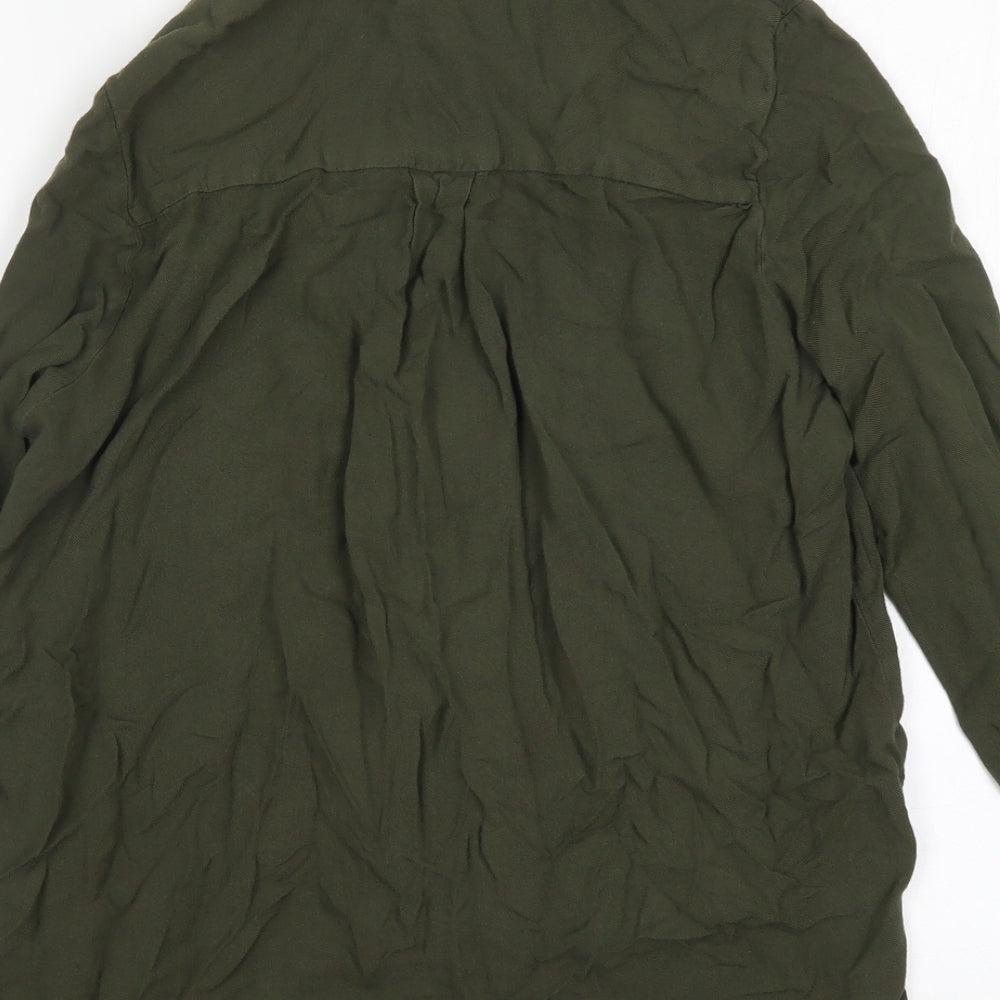 New Look Womens Green  Viscose Basic Button-Up Size 10 Collared