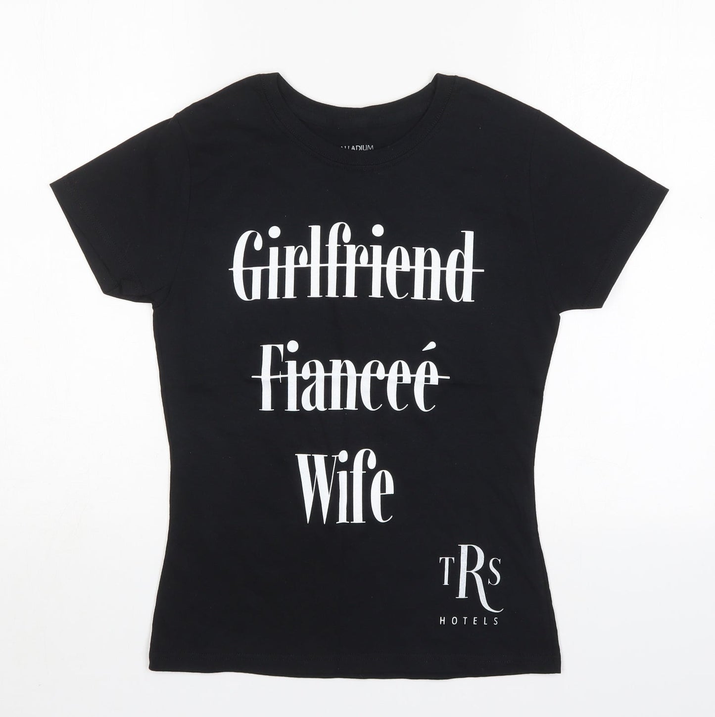 Preworn Womens Black  Cotton Basic T-Shirt Size M Round Neck - Wife