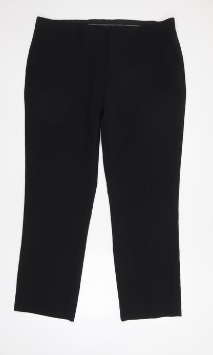 Peacocks Womens Black  Cotton Trousers  Size 40 L31 in Regular