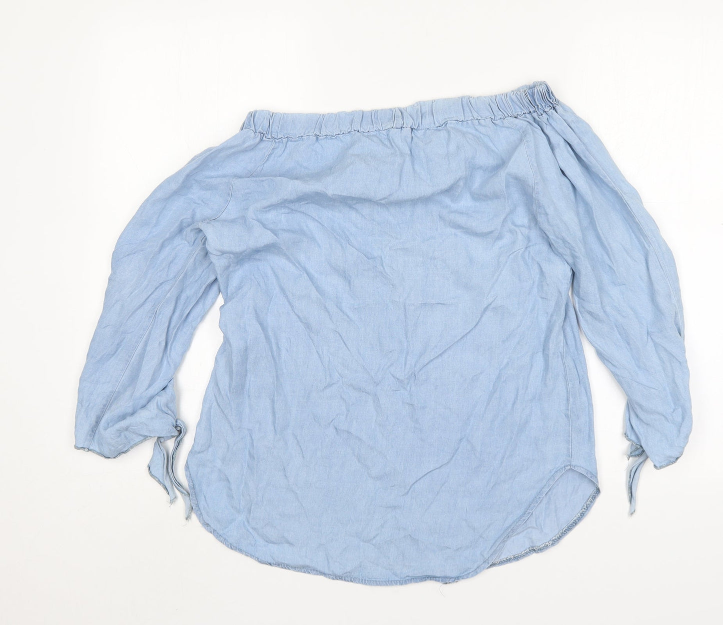 Preworn Womens Blue  Lyocell Basic Blouse Size S Boat Neck