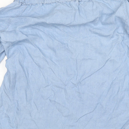 Preworn Womens Blue  Lyocell Basic Blouse Size S Boat Neck