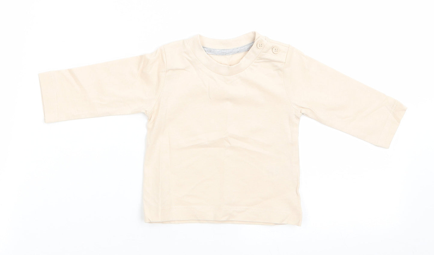 Matalan Boys Beige  Cotton Jersey Casual Size 0-3 Months Round Neck Button - Pale beige