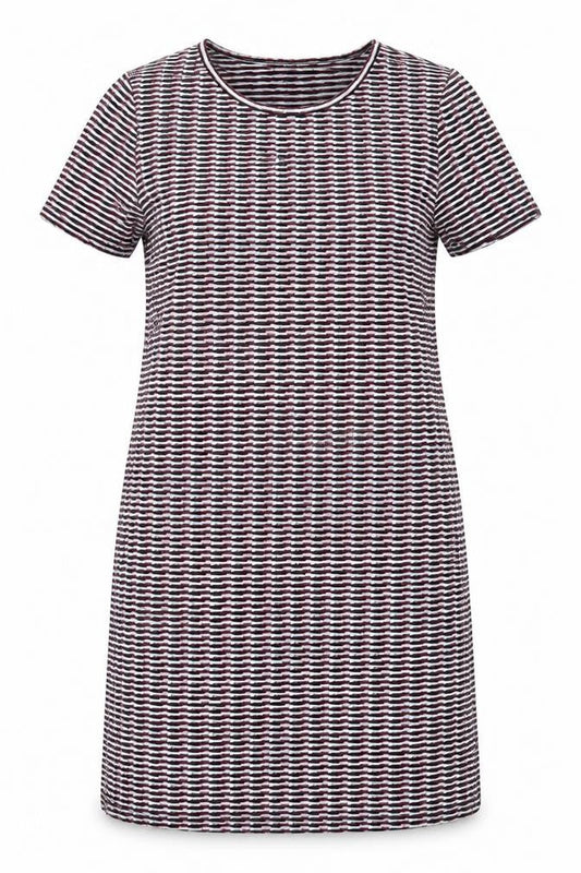 New Look Womens Multicoloured Geometric Polyester A-Line  Size 10  Round Neck Pullover - Black Blue White Burgandy Block pattern