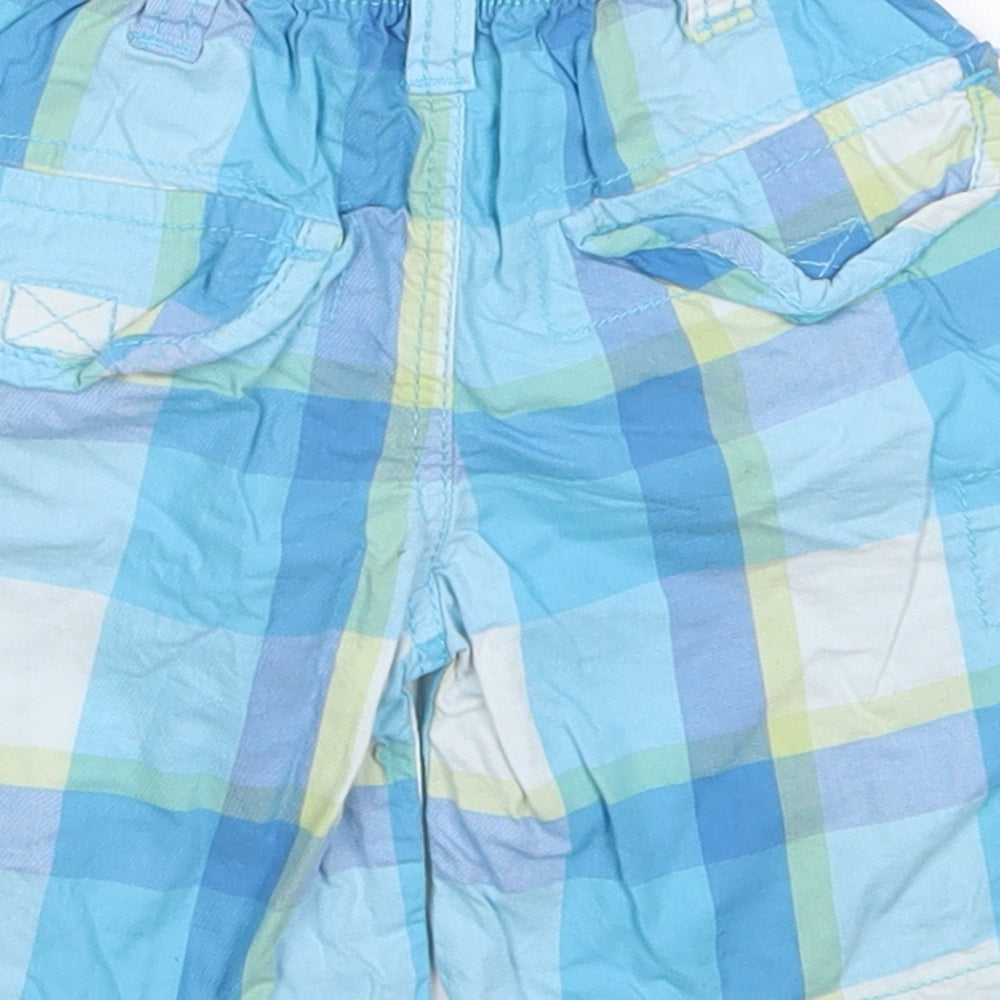 Early Days Boys Blue Check Cotton Cropped Trousers Size 12-18 Months  Button