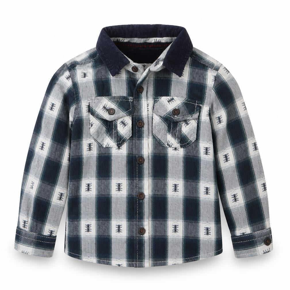 Primark Boys Blue Check Cotton Basic Button-Up Size 2-3 Years Collared Button