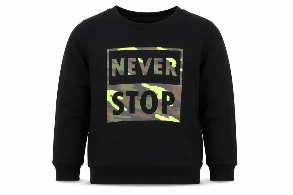 Primark Boys Black  Cotton Pullover Sweatshirt Size 5-6 Years  Pullover - Never Stop