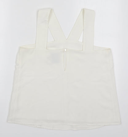 Preloved ASOS Womens White  Polyester Basic Tank Size 12 V-Neck - Back