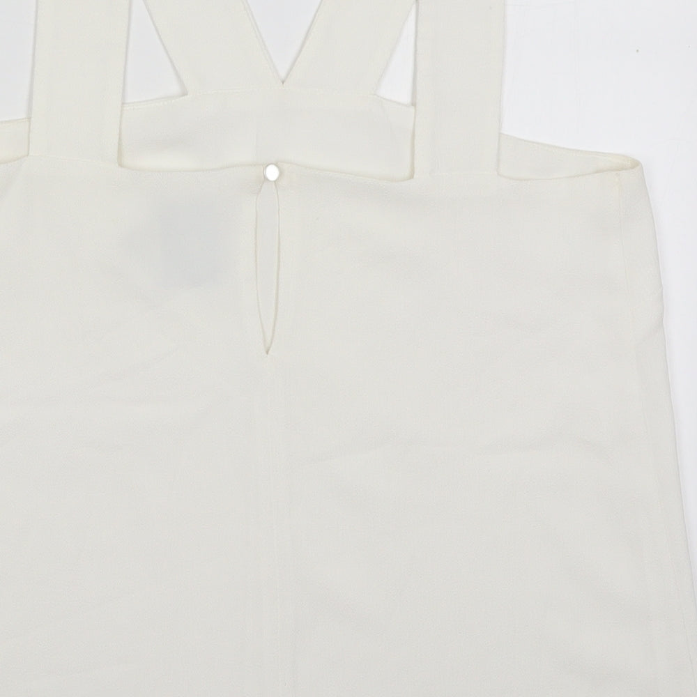 ASOS Womens White  Polyester Basic Tank Size 12 V-Neck