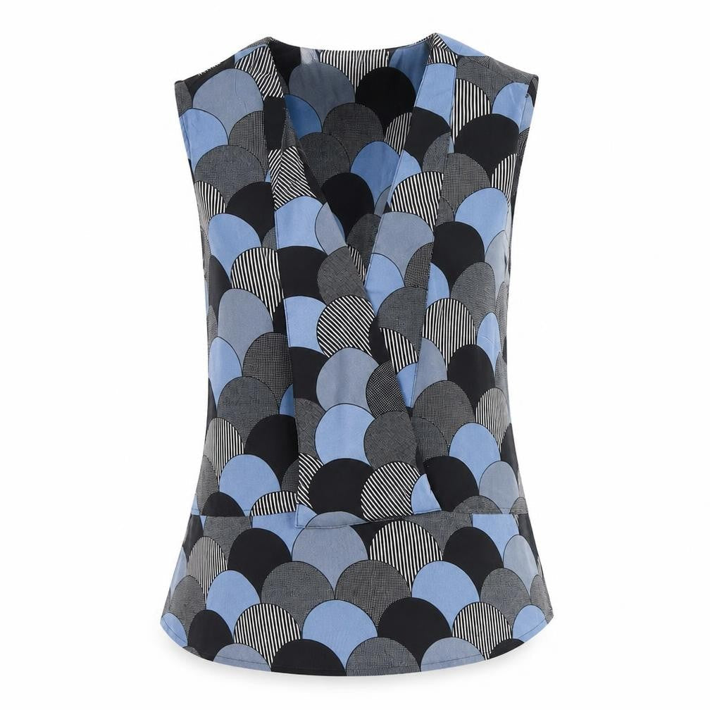 NEXT Womens Blue Polka Dot Polyester Basic Tank Size 10 V-Neck