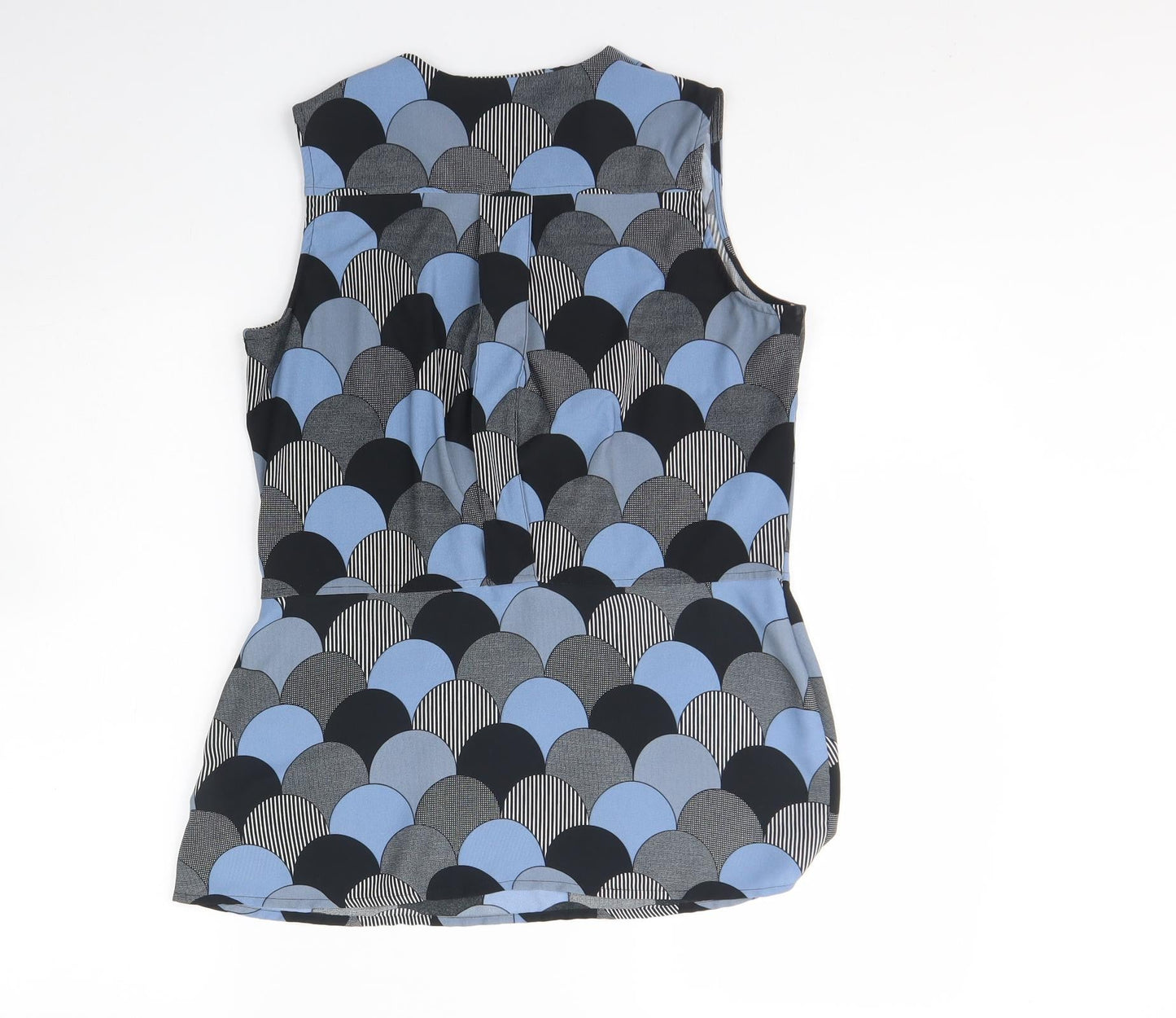 NEXT Womens Blue Polka Dot Polyester Basic Tank Size 10 V-Neck