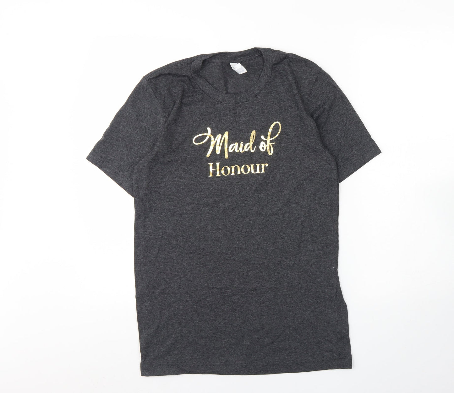 Canvas Womens Grey  Cotton Basic T-Shirt Size S Round Neck - Maid of honour