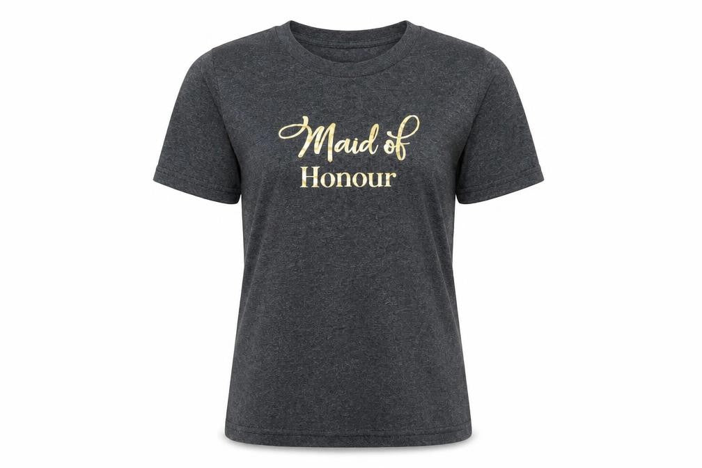 Canvas Womens Grey  Cotton Basic T-Shirt Size S Round Neck - Maid of honour