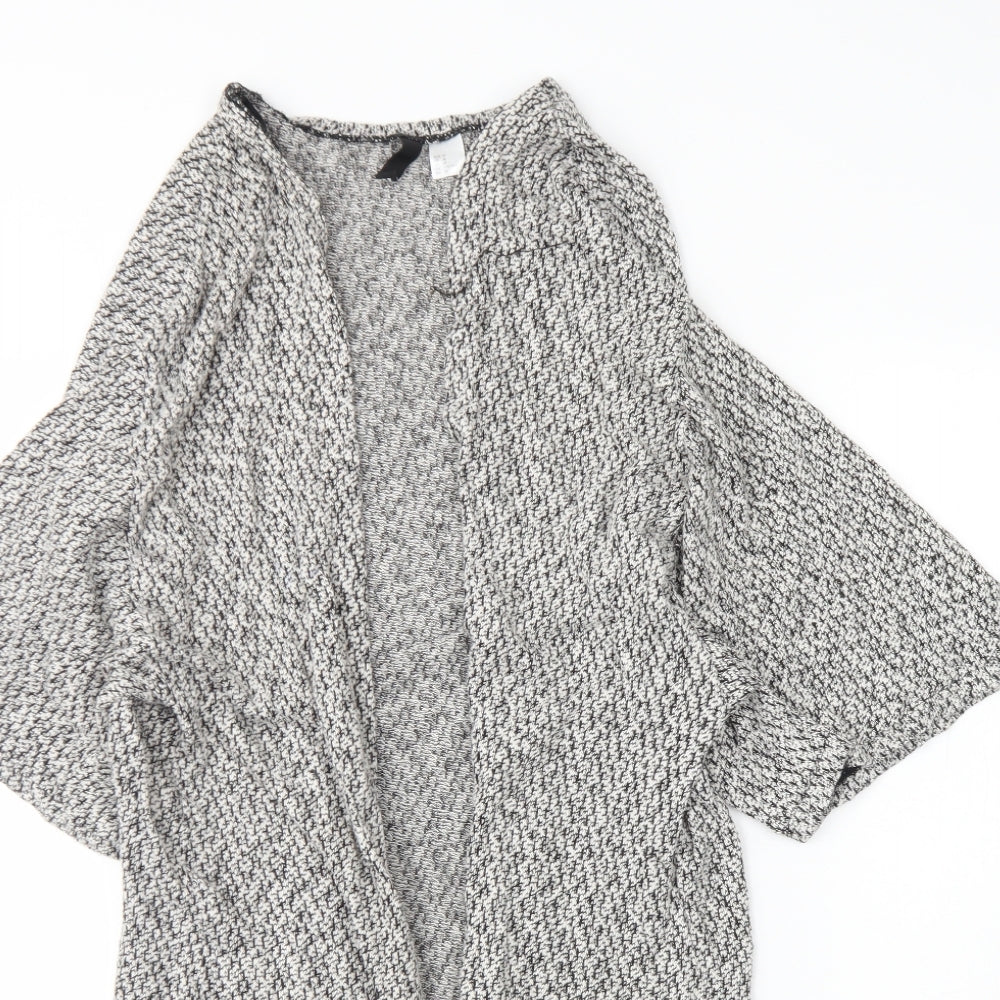 H&M Womens White V-Neck Herringbone Cotton Cardigan Jumper Size M