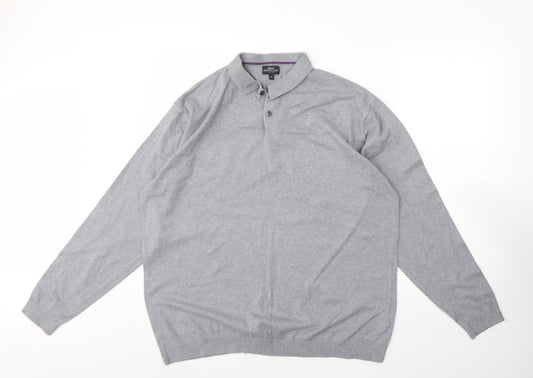 NEXT Womens Grey Collared  Cotton Henley Jumper Size 2XL