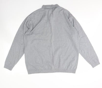 Next Womens Grey Collared  Cotton Henley Jumper Size 2XL