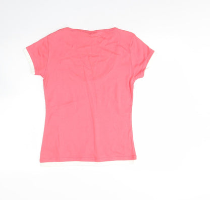 Editions  Womens Pink  Cotton Basic Blouse Size 12 Round Neck