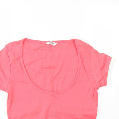Editions  Womens Pink  Cotton Basic Blouse Size 12 Round Neck