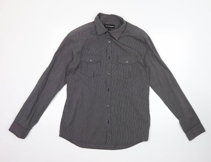 Marks & Spencer Mens Multicoloured Striped Cotton  Button-Up Size M Collared