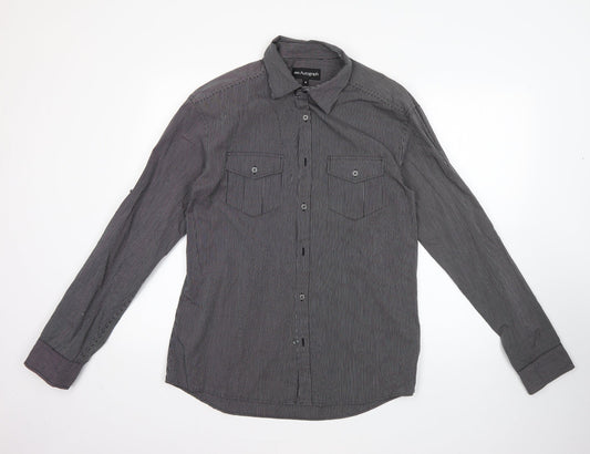 Marks and Spencer Mens Multicoloured Striped Cotton  Button-Up Size M Collared